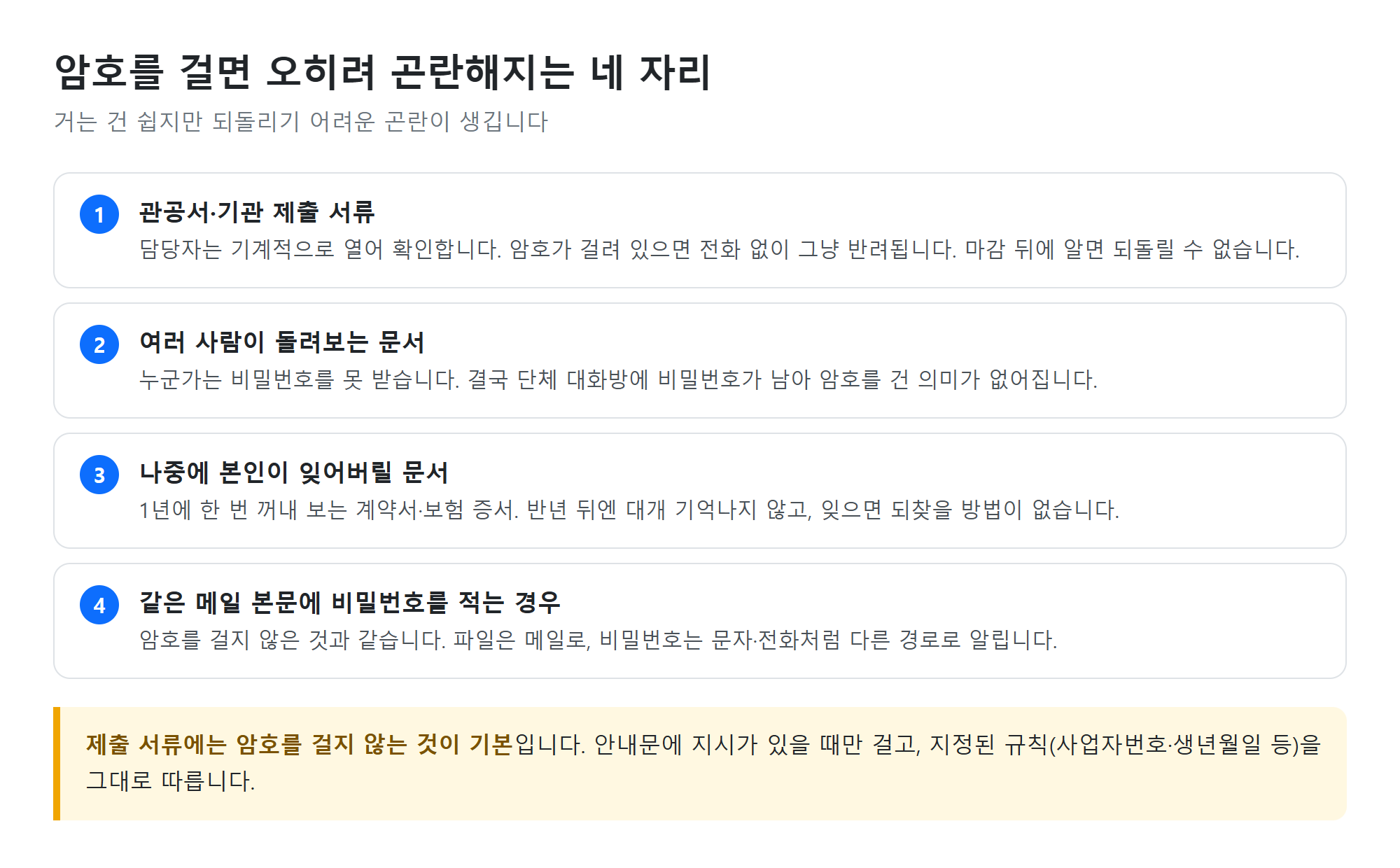 암호를 걸면 오히려 곤란해지는 상황